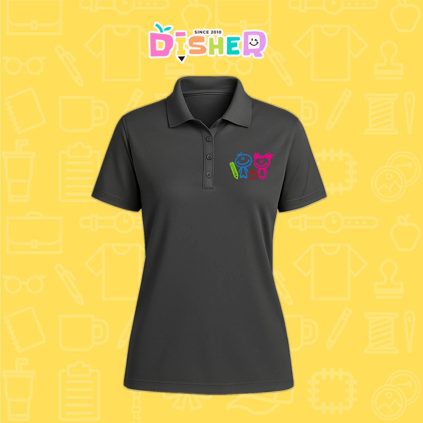 PBD-D-062: Polo Bordada Dry Fit Dama I Niños trazos