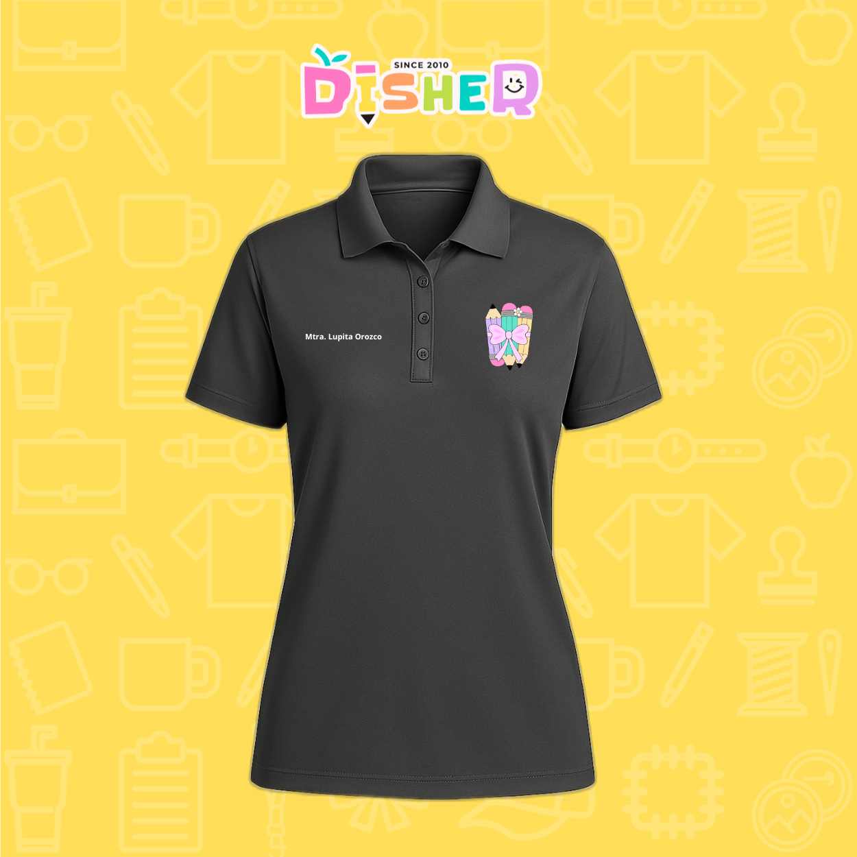 PBD-D-007 : Polo Bordada Dry Fit Dama I Lápices moñito