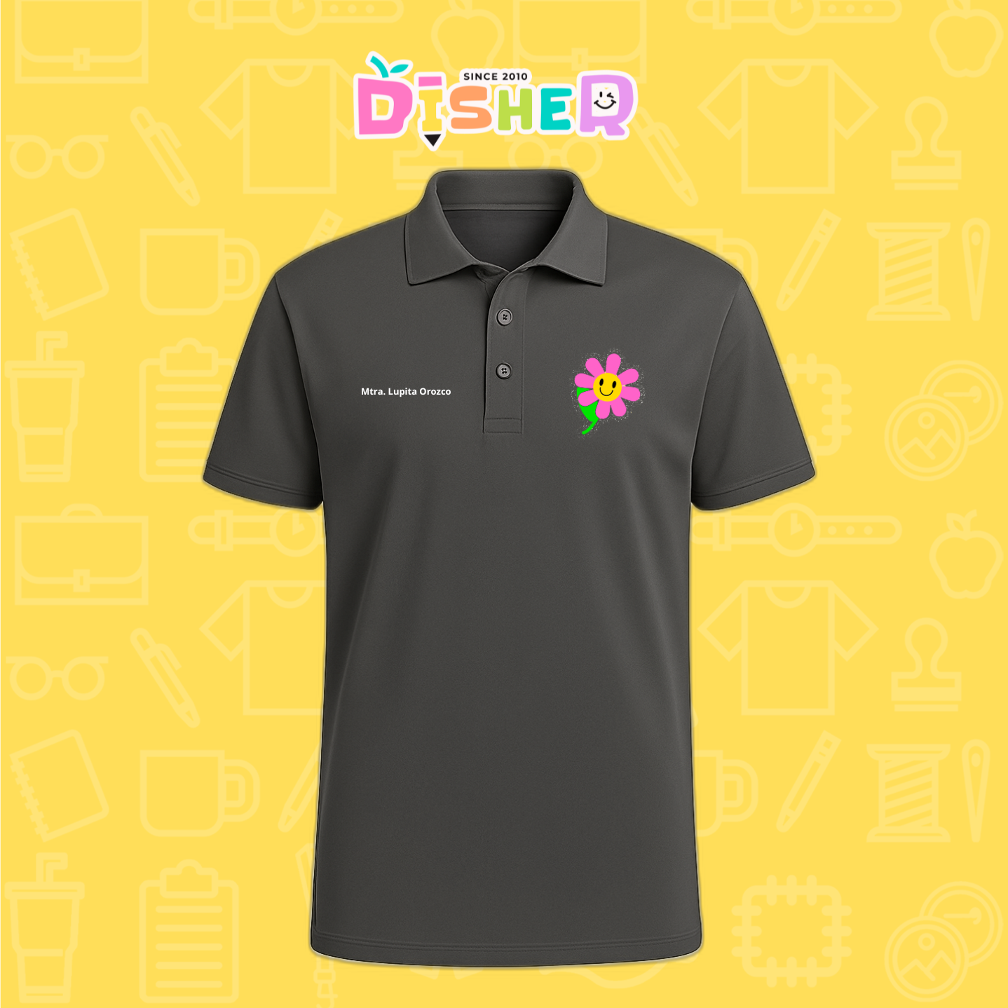 PBD-C-0020: Polo Bordada Dry Fit Caballero I Flor rosa