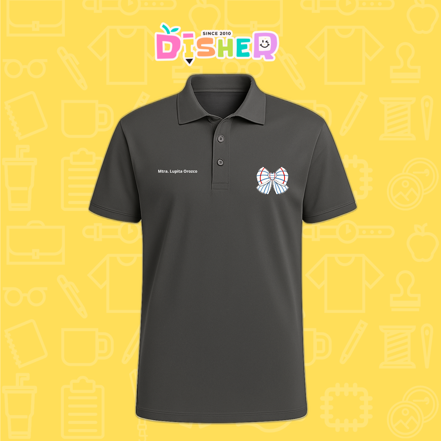 PBD-C-0010: Polo Bordada Dry Fit Caballero I Moño rayas papel