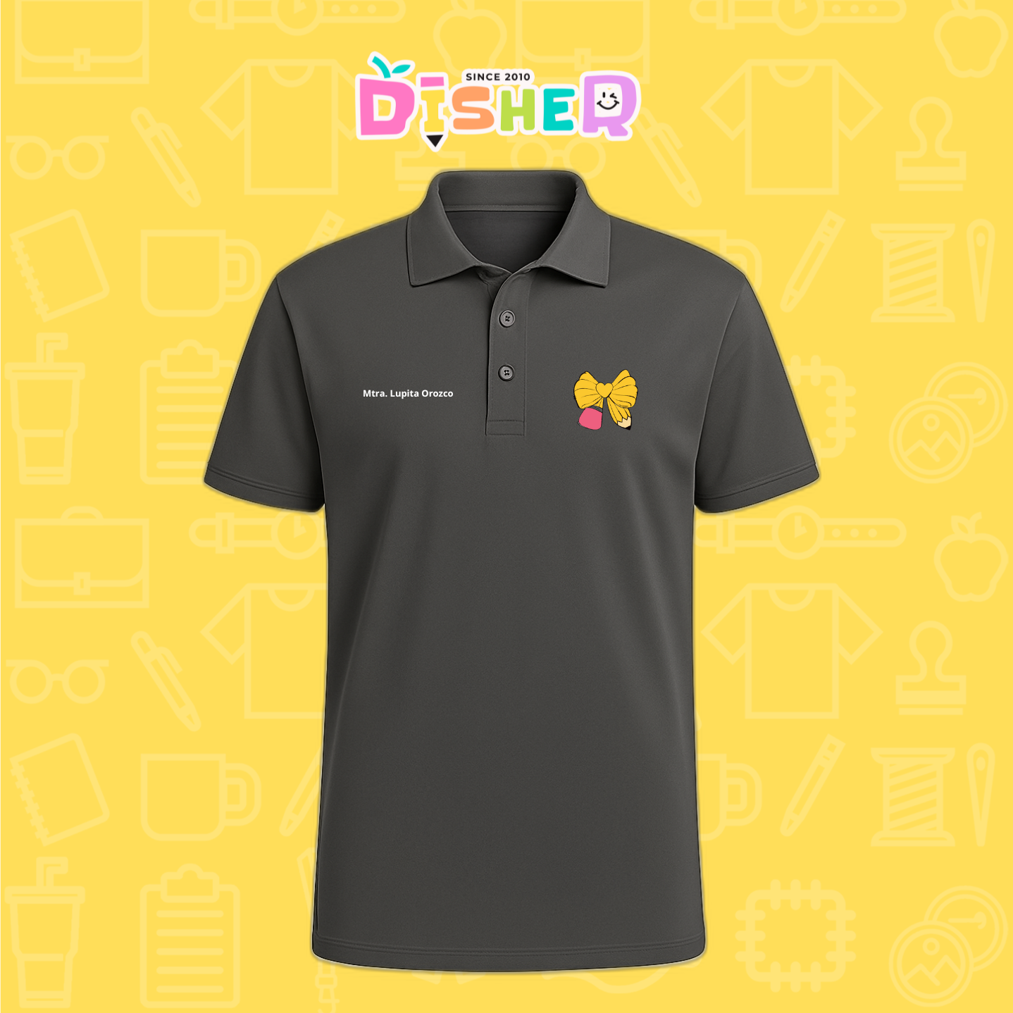 PBD-C-0011: Polo Bordada Dry Fit Caballero I Moño lápiz amarillo