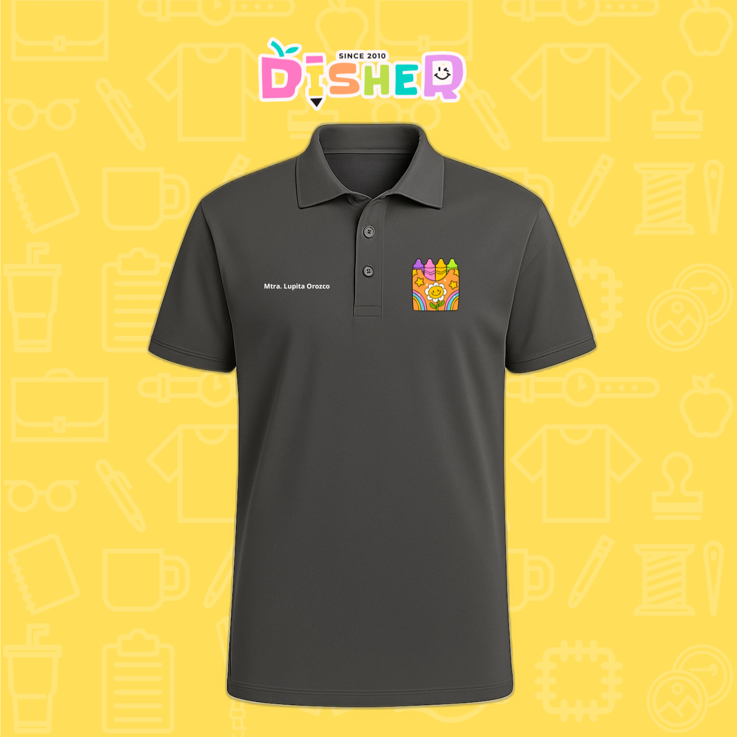 PBD-C-0015: Polo Bordada Dry Fit Caballero I Crayones flor