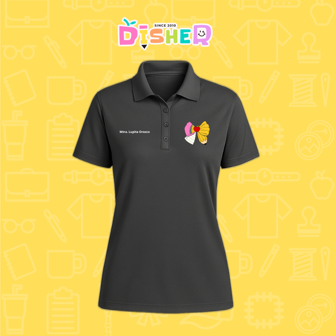 PBD-D-005 : Polo Bordada Dry Fit Dama I Moño lápiz hoja