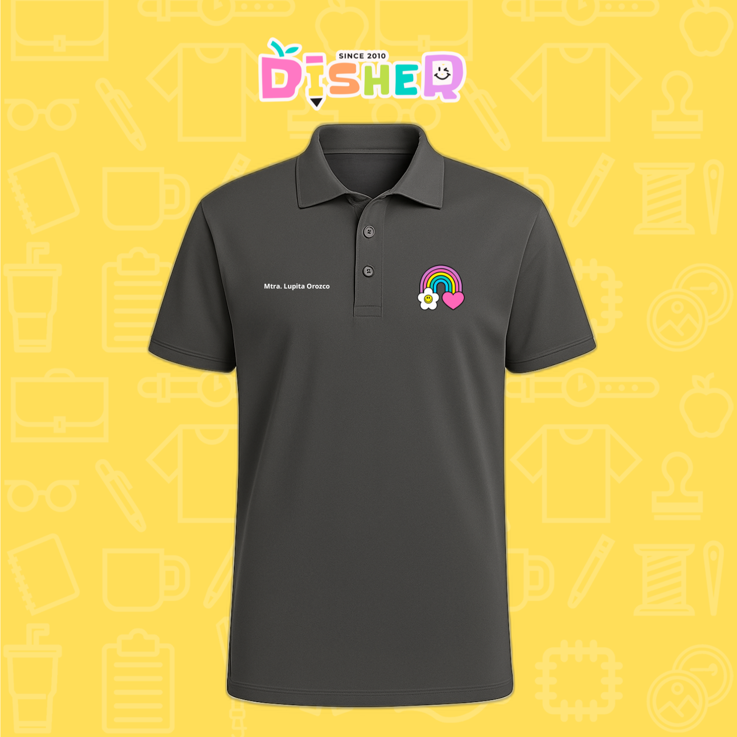 PBD-C-0025: Polo Bordada Dry Fit Caballero I Arcoíris corazón