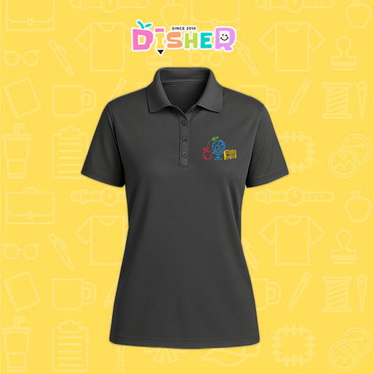 PBD-D-071: Polo Bordada Dry Fit Dama I Globo terráqueo trazos