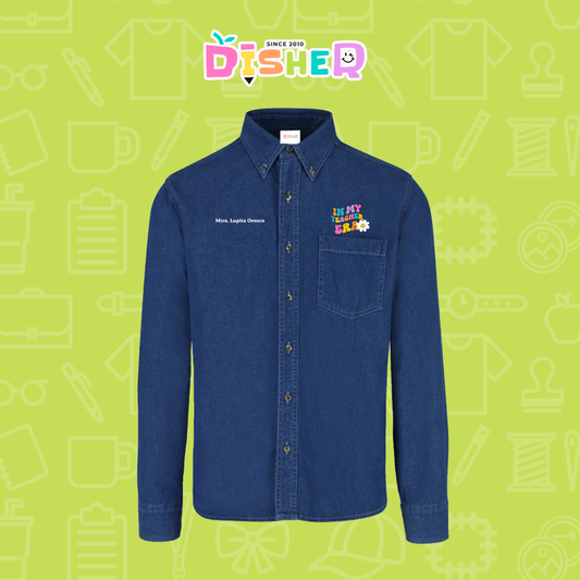 CBML-C-028: Camisa Bordada Mezclilla Manga Larga Caballero I In. my teacher era