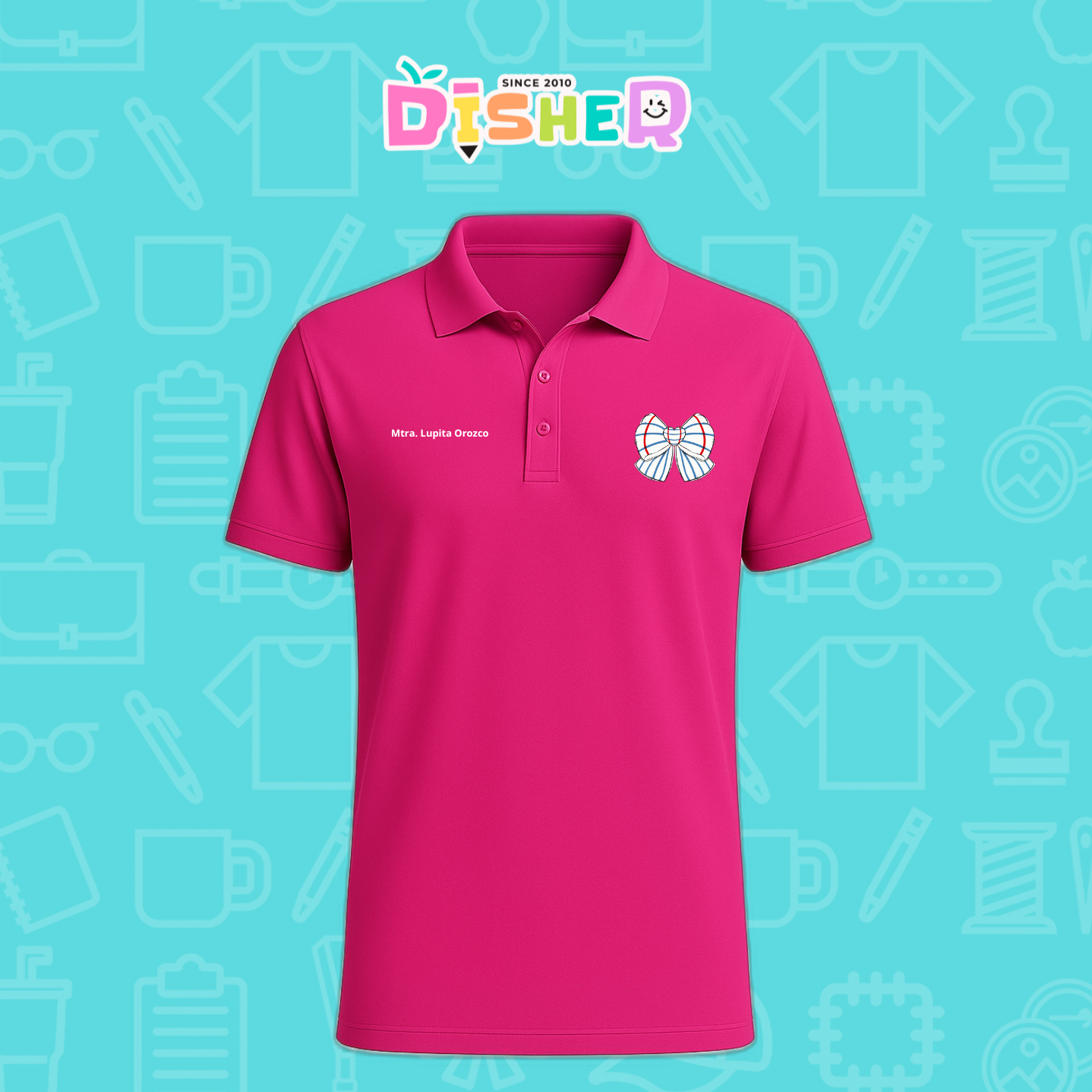 PBD-C-0010: Polo Bordada Dry Fit Caballero I Moño rayas papel