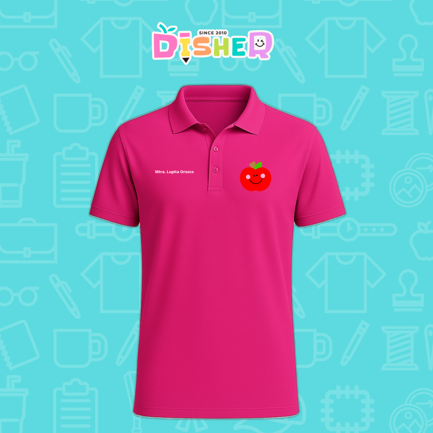 PBD-C-0030: Polo Bordada Dry Fit Caballero I Smile Apple