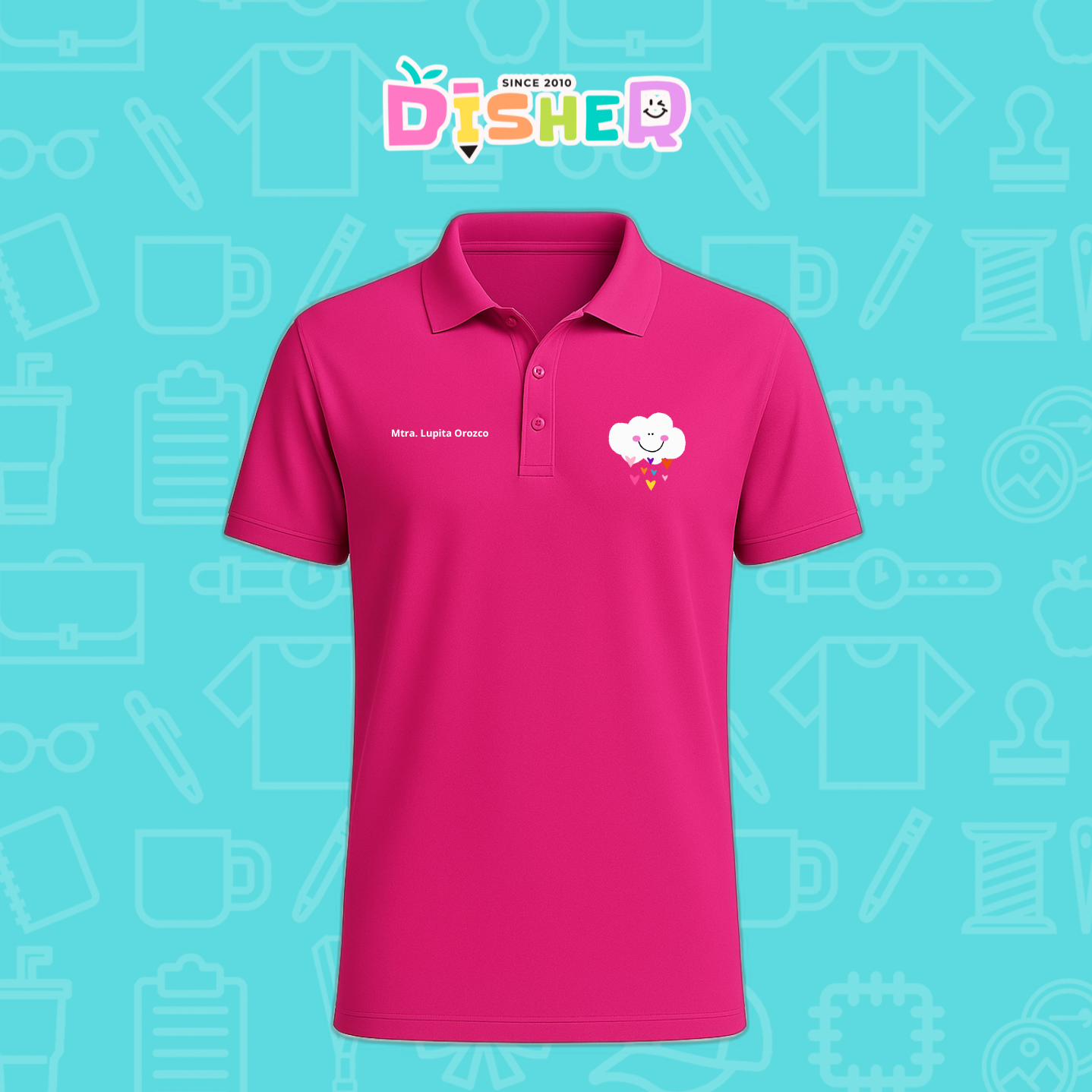 PBD-C-0022: Polo Bordada Dry Fit Caballero I Nube corazones