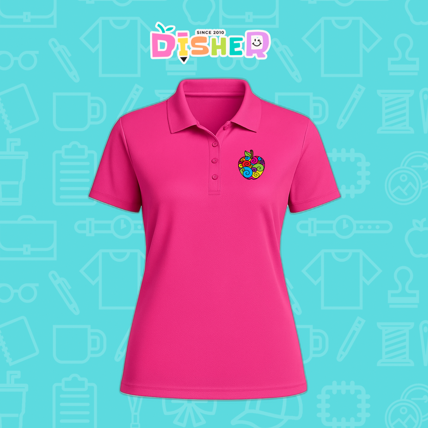 PBD-D-067: Polo Bordada Dry Fit Dama I Manzana risco