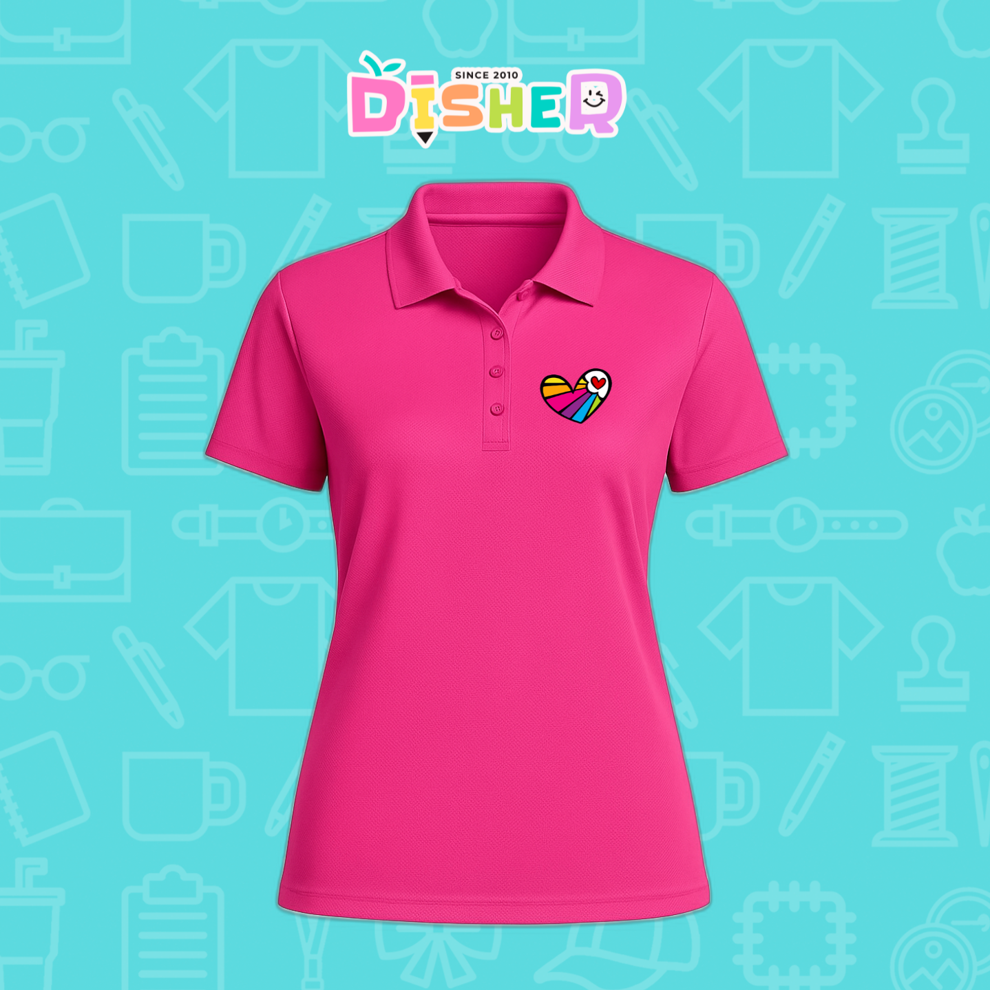 PBD-D-073: Polo Bordada Dry Fit Dama I Corazón lineas