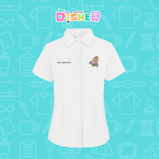 CBOC-D-027: Camisa Bordada Oxford Manga Corta Dama I Cohete