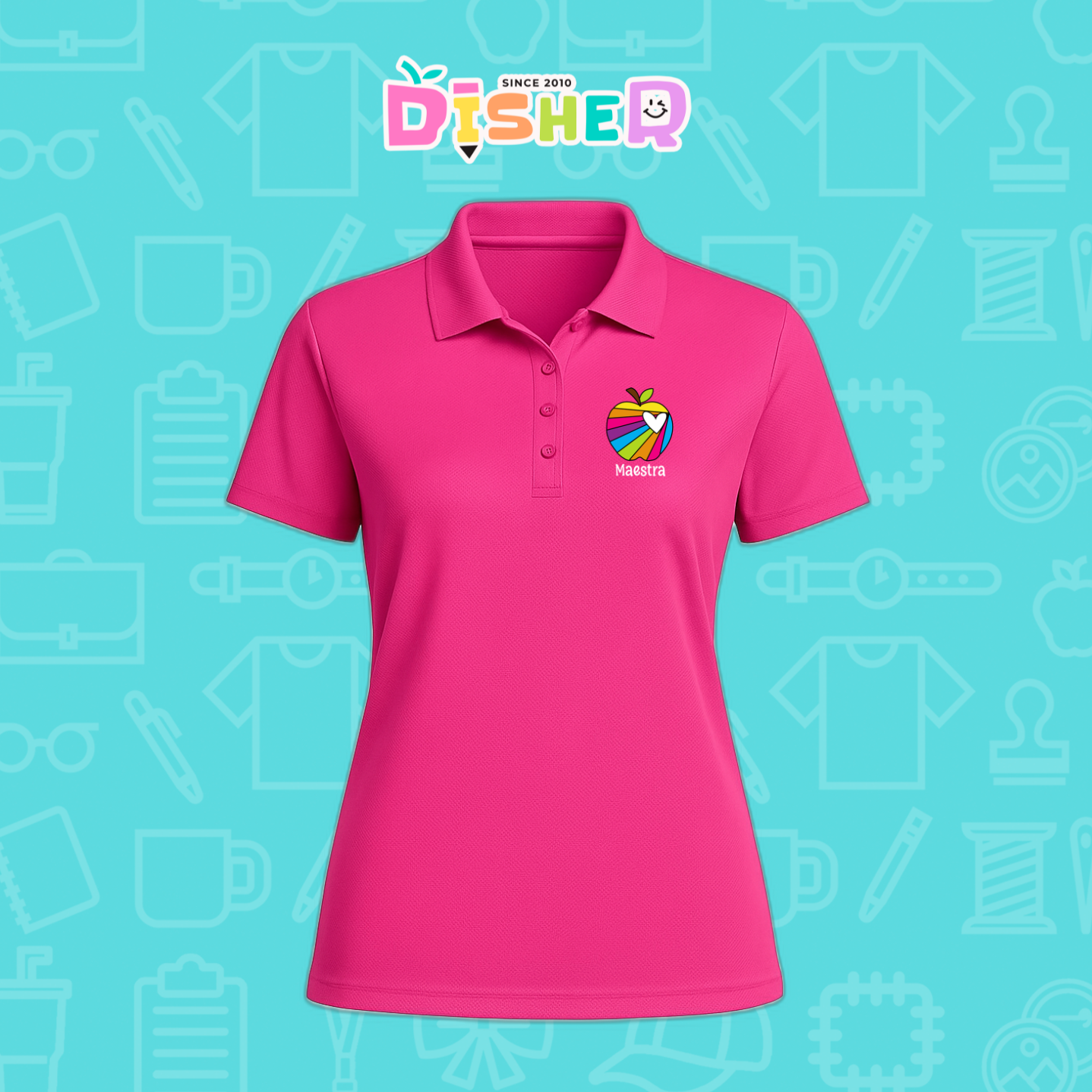 PBD-D-075: Polo Bordada Dry Fit Dama I Manzana rayaz colores