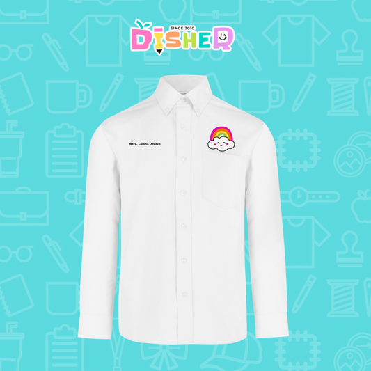 CBGL-C-017: Camisa Bordada Gabardina Manga Larga Caballero I Nube arcoíris