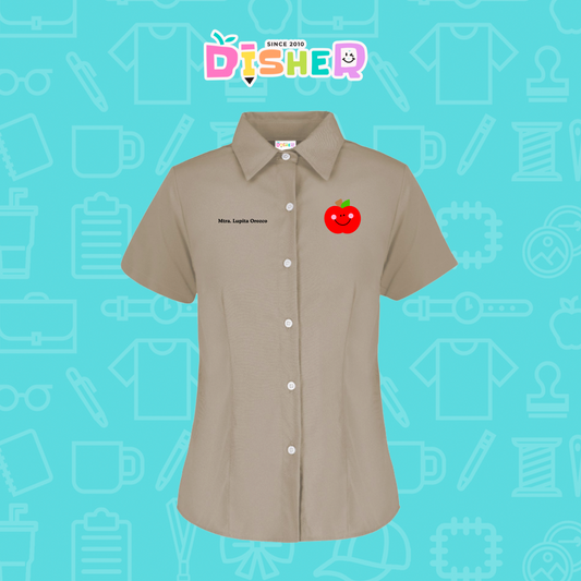 CBGC-D-030: Camisa Bordada Gabardina Manga Corta Dama I Smiley apple