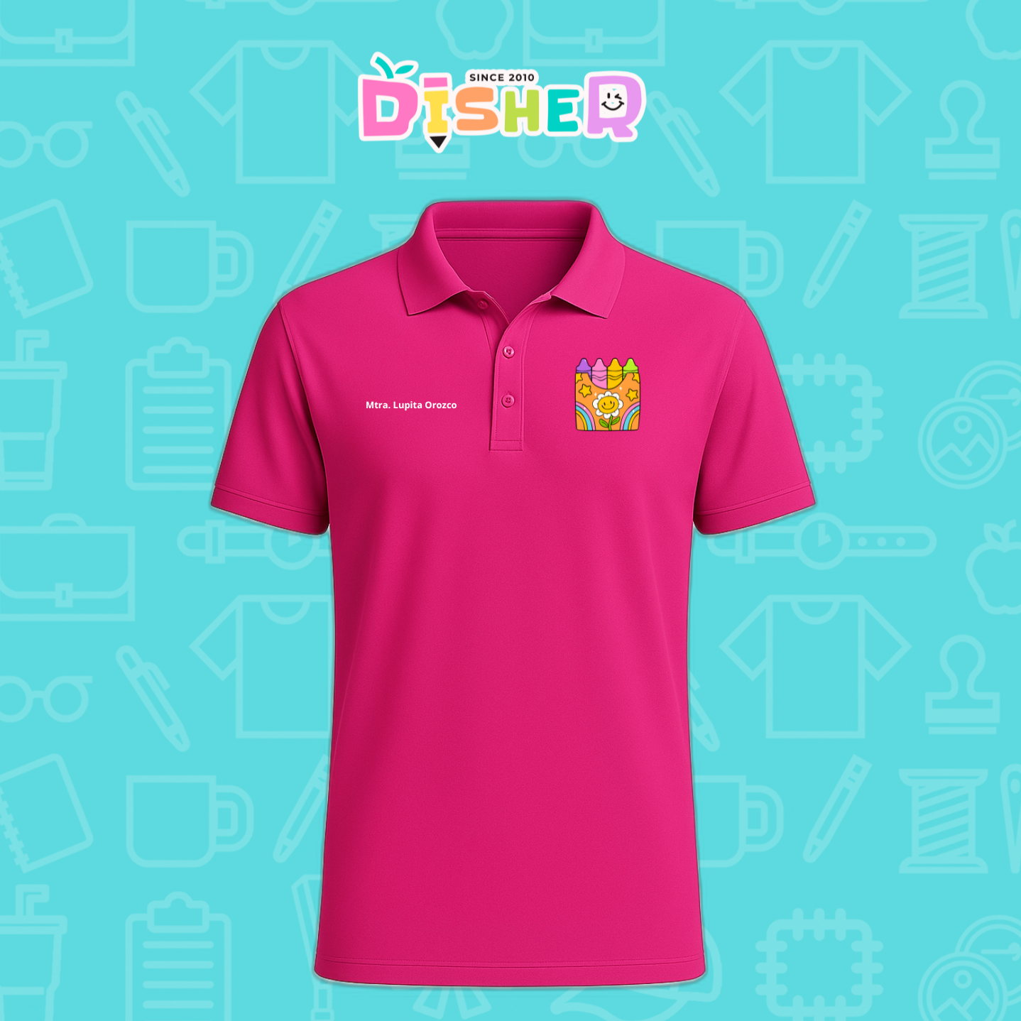 PBD-C-0015: Polo Bordada Dry Fit Caballero I Crayones flor
