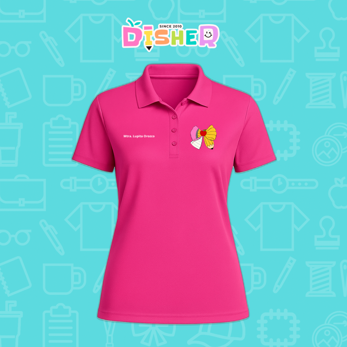PBD-D-005 : Polo Bordada Dry Fit Dama I Moño lápiz hoja