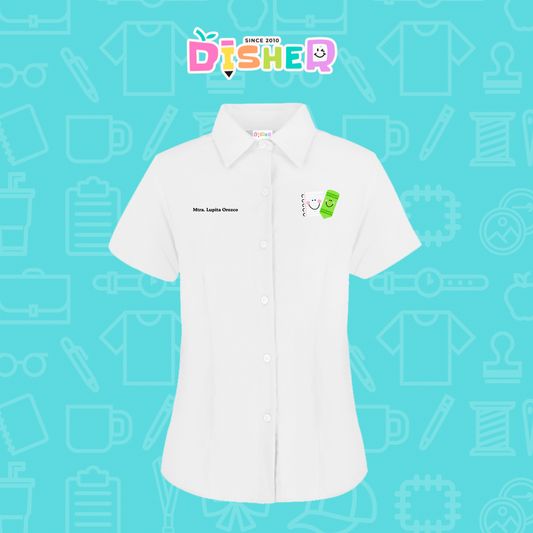 CBOC-D-033: Camisa Bordada Oxford Manga Corta Dama I Papel pencil