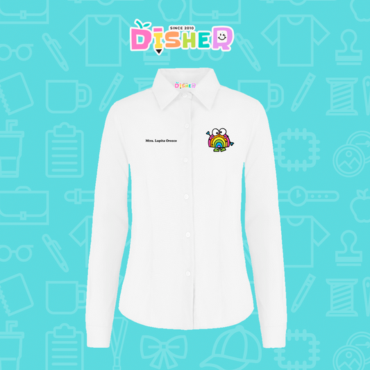 CBGL-D-029: Camisa Bordada Gabardina Manga corta Dama I Arcoíris manitas