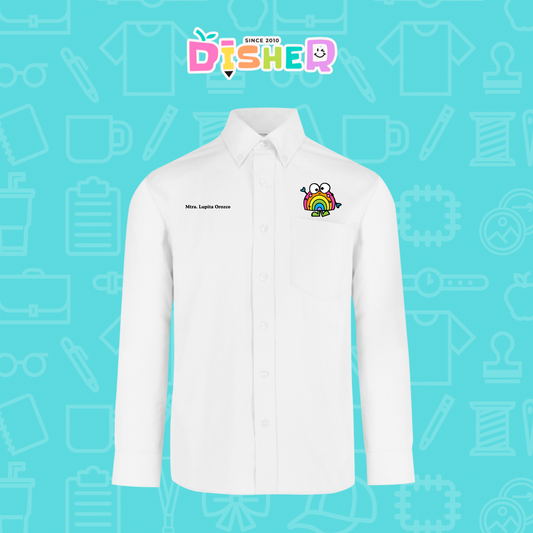 CBGL-C-029: Camisa Bordada Gabardina Manga Larga Caballero I Arcoiris manitas