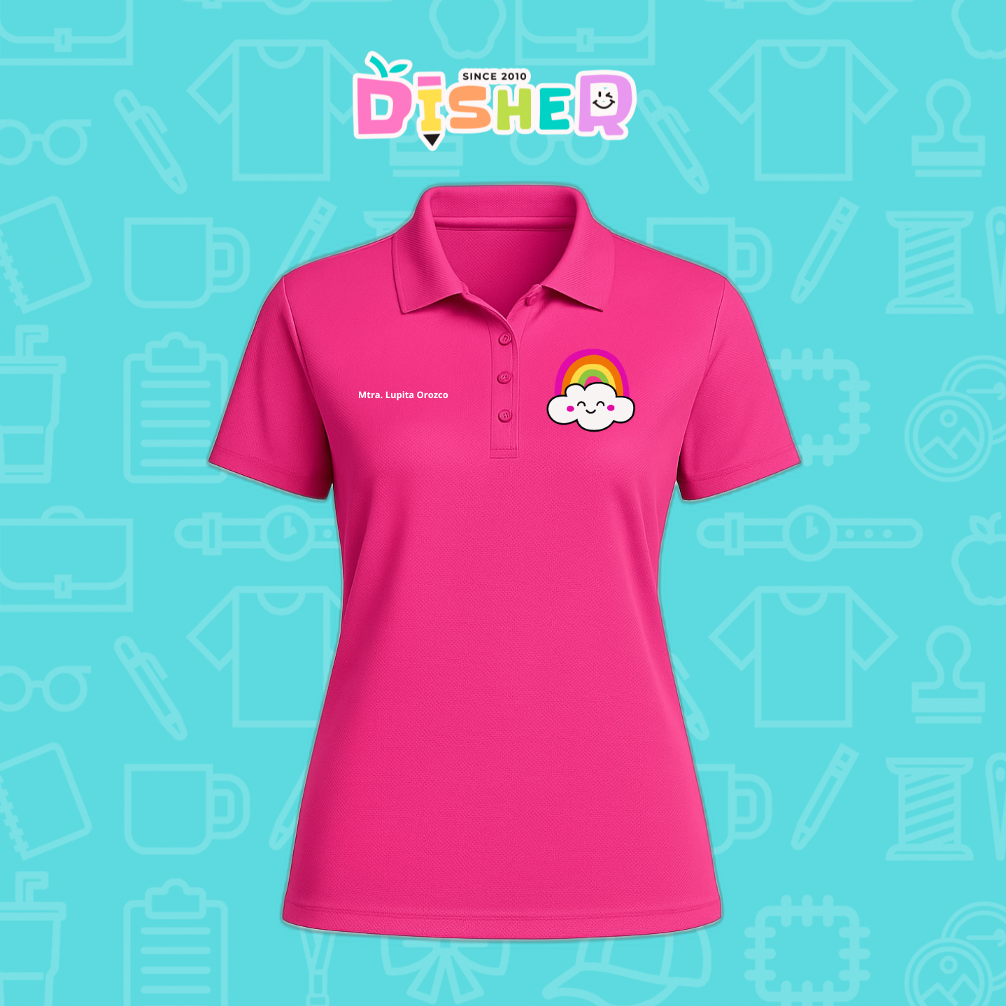 PBD-D-017: Polo Bordada Dry Fit Dama I Nube arcoíris