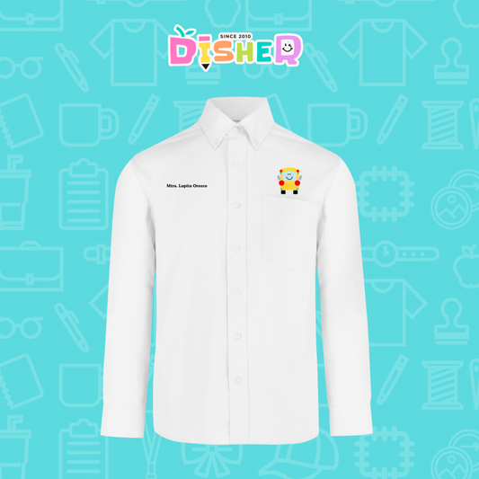 CBGL-C-035: Camisa Bordada Gabardina Manga Larga Caballero I Smiley bus