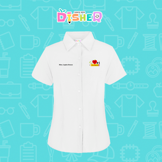 CBOC-D-001: Camisa Bordada Oxford Manga Corta Dama I Manzana lápiz