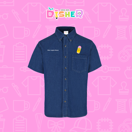 CBMC-C-031: Camisa Bordada Mezclilla Manga Corta Caballero I Smile pencil