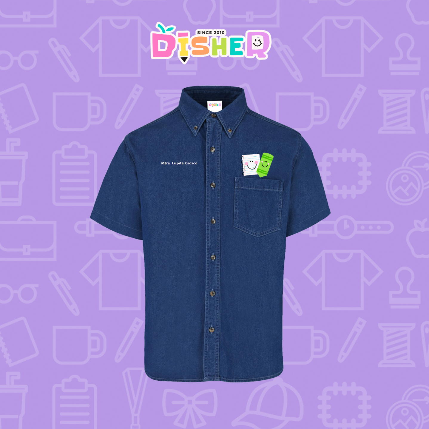 CBMC-C-033: Camisa Bordada Mezclilla Manga Corta Caballero I Paper pencil