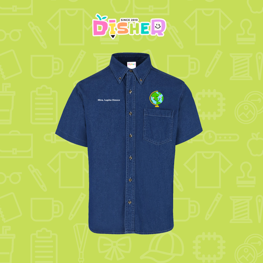 CBMC-C-034: Camisa Bordada Mezclilla Manga Corta Caballero I Smile World