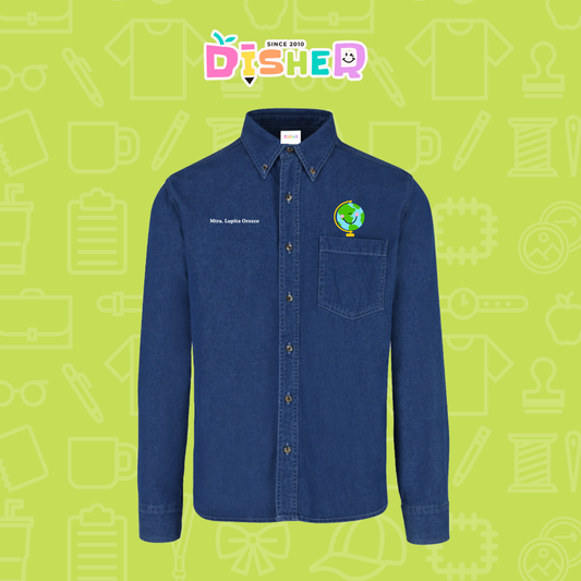 CBML-C-034: Camisa Bordada Mezclilla Manga Larga Caballero I Smiley World