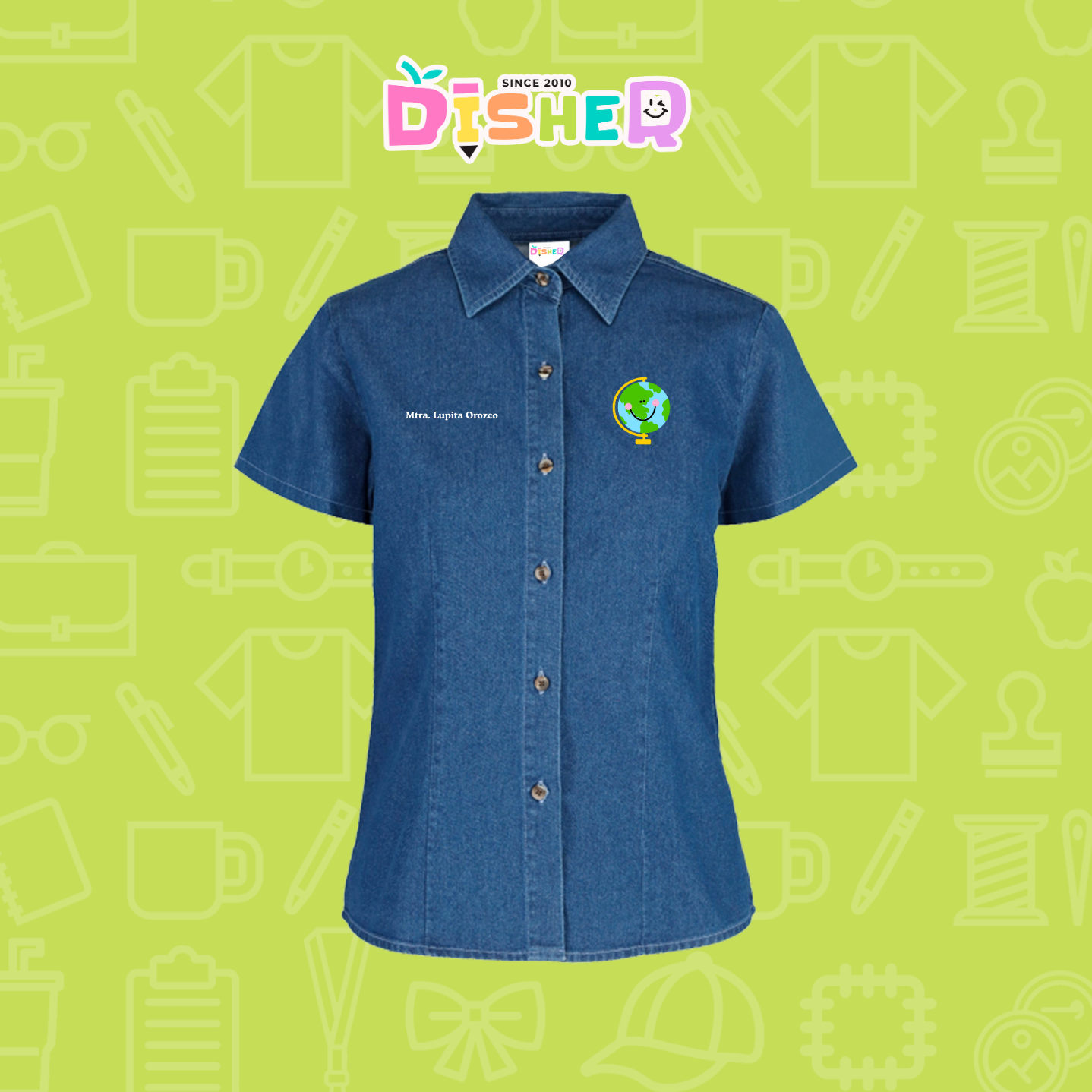 CBMC-D-034 : Camisa Bordada Mezclilla Manga Corta Dama I Smile World