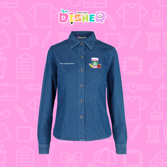 CBML-D-037: Camisa Bordada Mezclilla Manga Larga Dama I Teacher starbucks