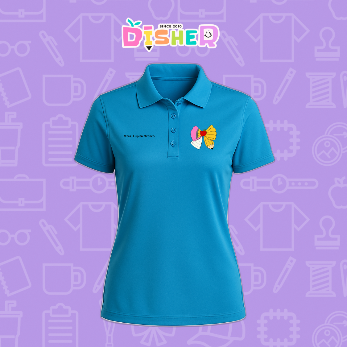 PBD-D-005 : Polo Bordada Dry Fit Dama I Moño lápiz hoja