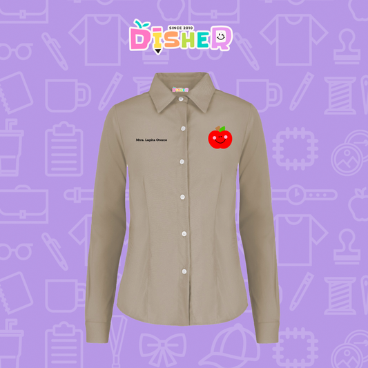 CBGL-D-030: Camisa Bordada Gabardina Manga corta Dama I Smiley Apple
