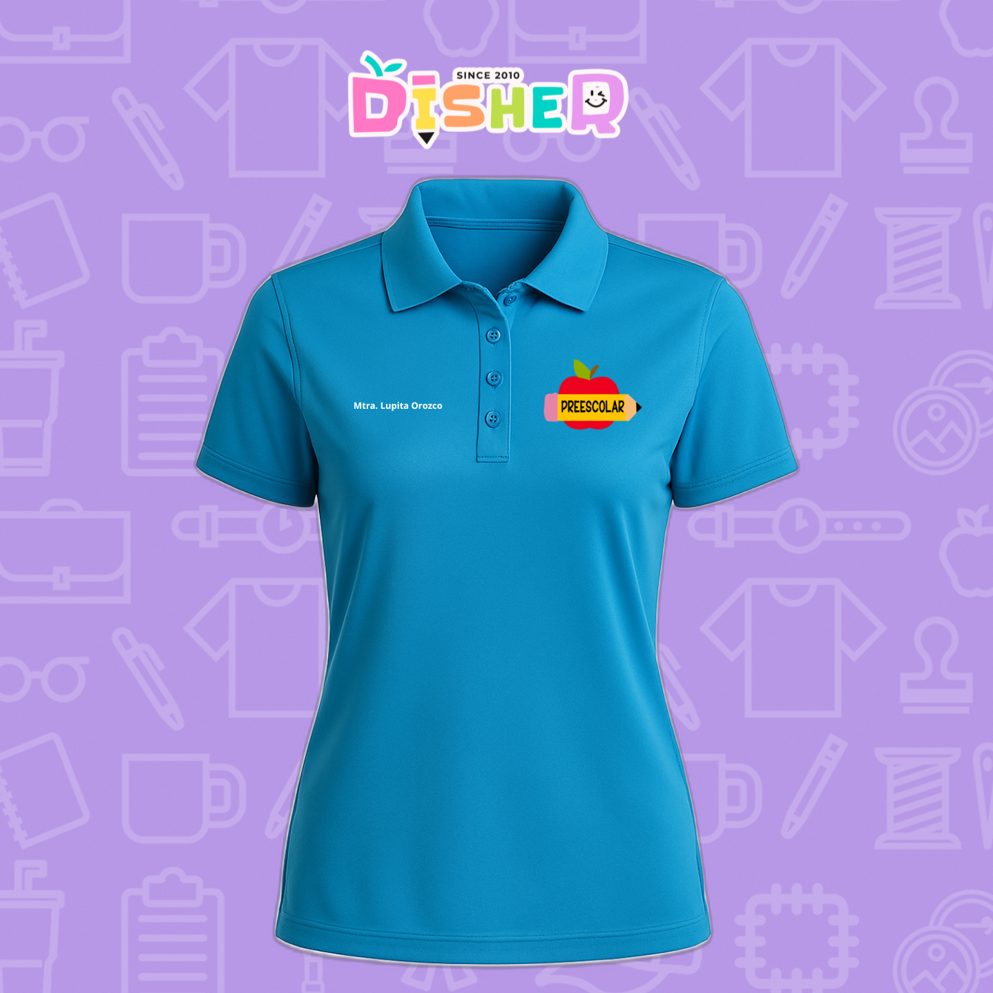 PBD-D-084: Polo Bordada Dry Fit Dama I Manzana preescolar