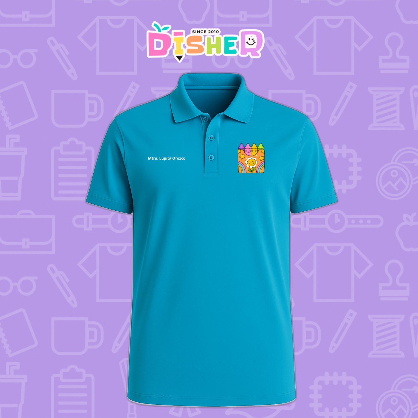 PBD-C-0015: Polo Bordada Dry Fit Caballero I Crayones flor