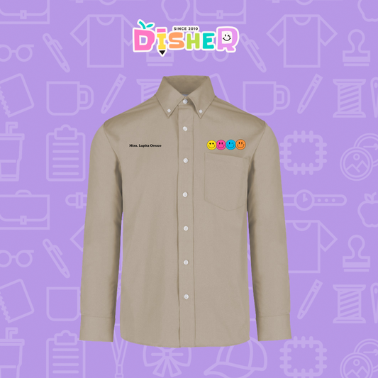 CBGL-C-024: Camisa Bordada Gabardina Manga Larga Caballero I Caritas felices