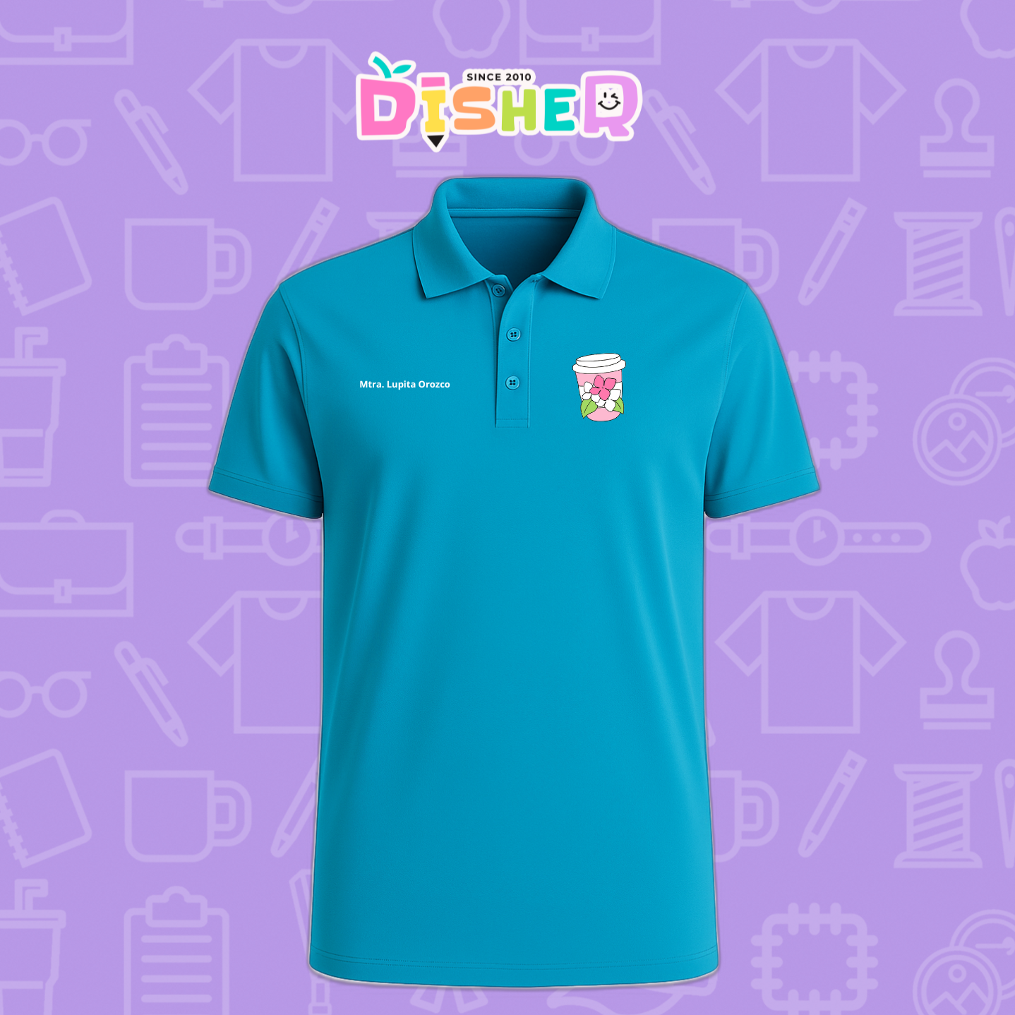 PBD-C-0041: Polo Bordada Dry Fit Caballero I Cafe flores