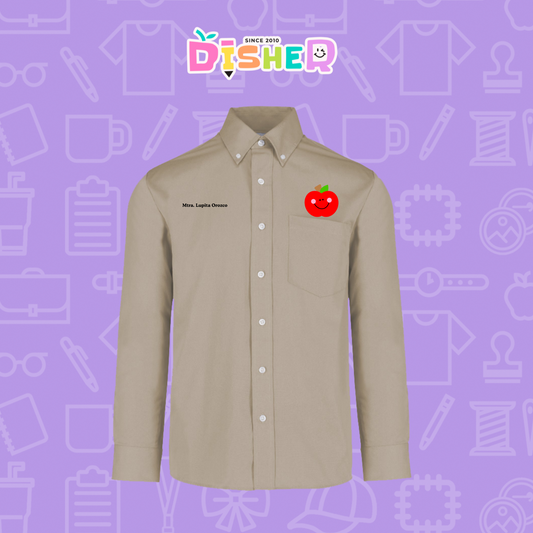 CBGL-C-030: Camisa Bordada Gabardina Manga Larga Caballero I Smiley apple
