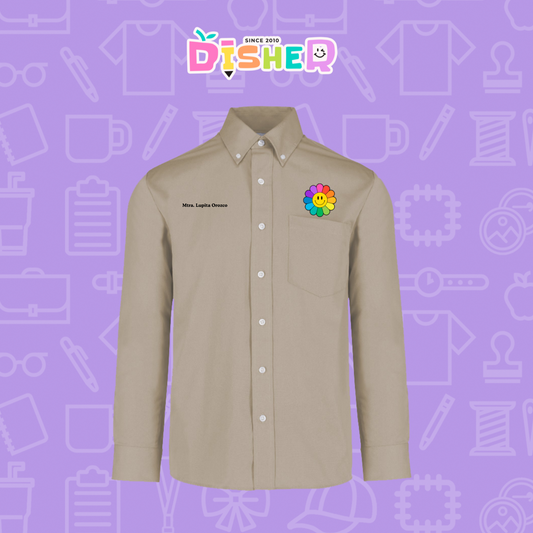 CBGL-C-018: Camisa Bordada Gabardina Manga Larga Caballero I Flor de colores