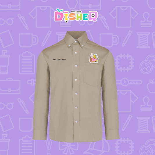 CBGL-C-036: Camisa Bordada Gabardina Manga Larga Caballero I Teacher coffe