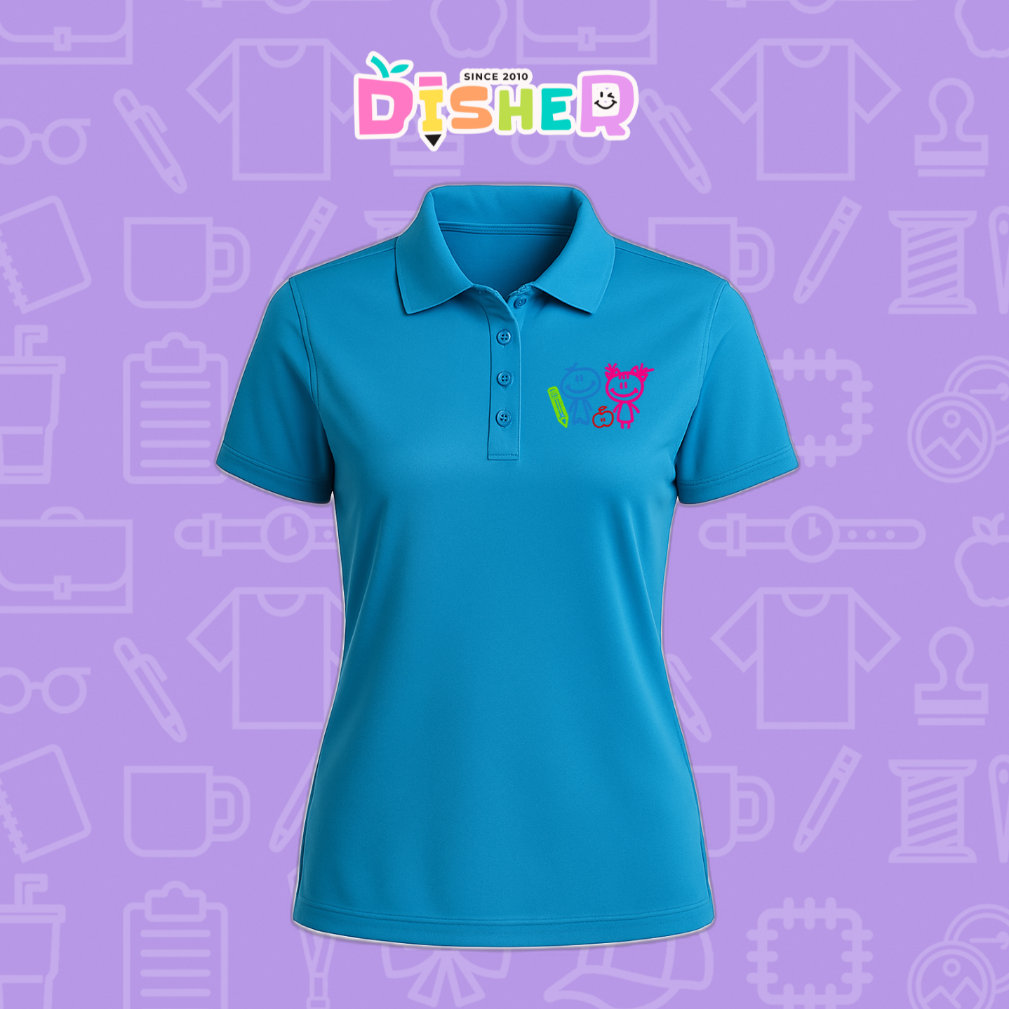 PBD-D-062: Polo Bordada Dry Fit Dama I Niños trazos
