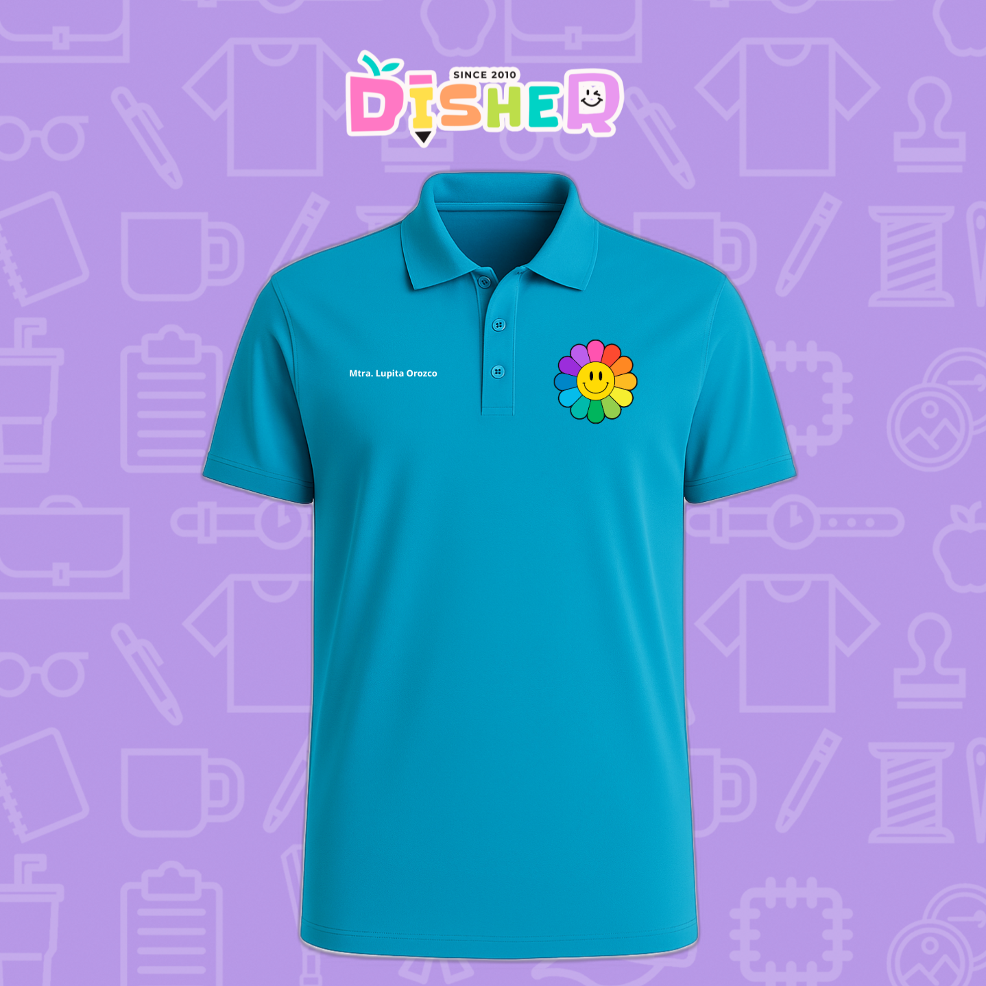 PBD-C-0018: Polo Bordada Dry Fit Caballero I Flor de colores