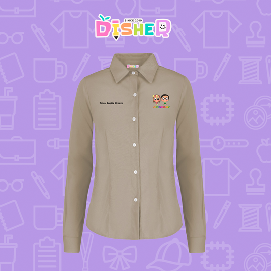 CBGL-D-002: Camisa Bordada Gabardina Manga corta Dama I Starcitos preescolar