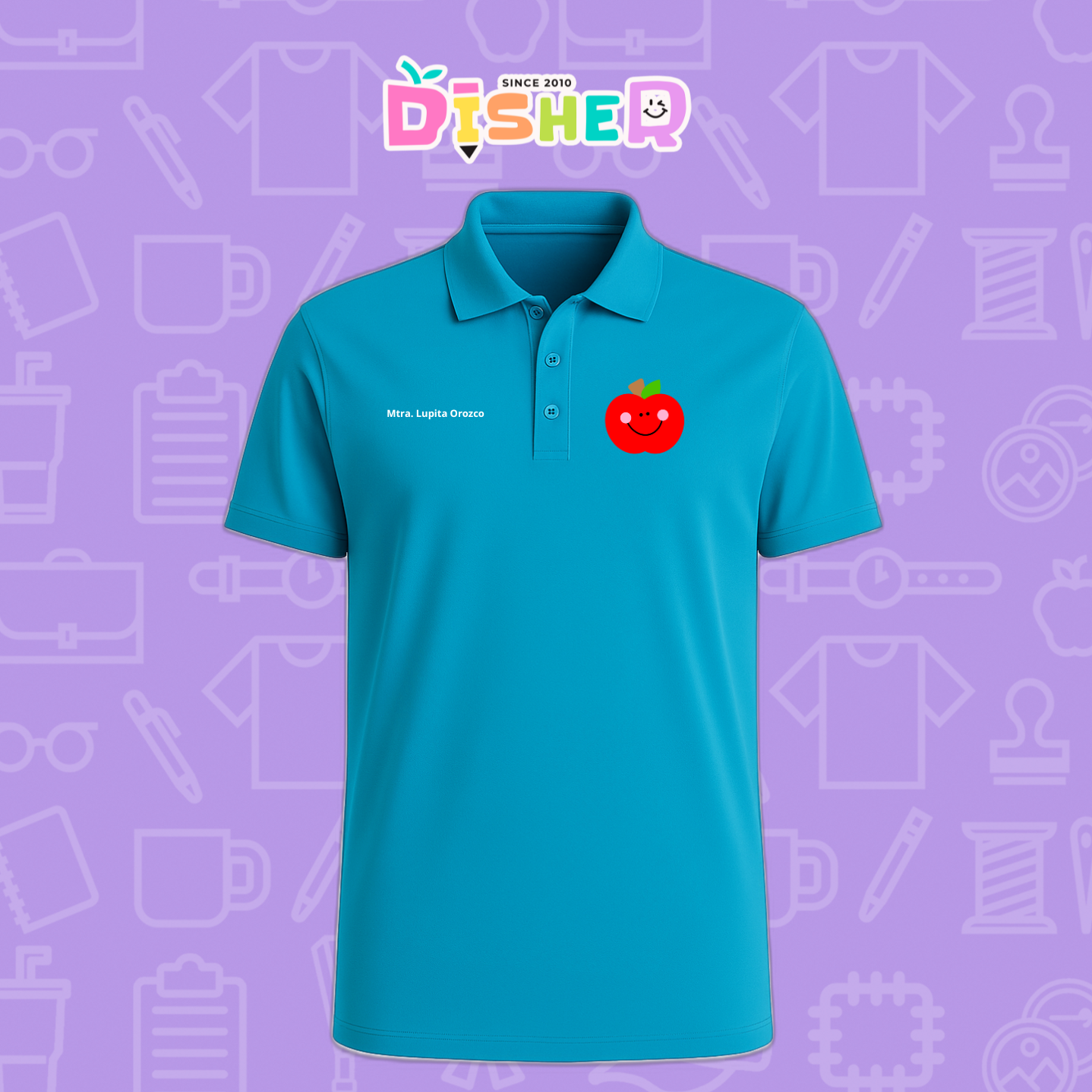 PBD-C-0030: Polo Bordada Dry Fit Caballero I Smile Apple