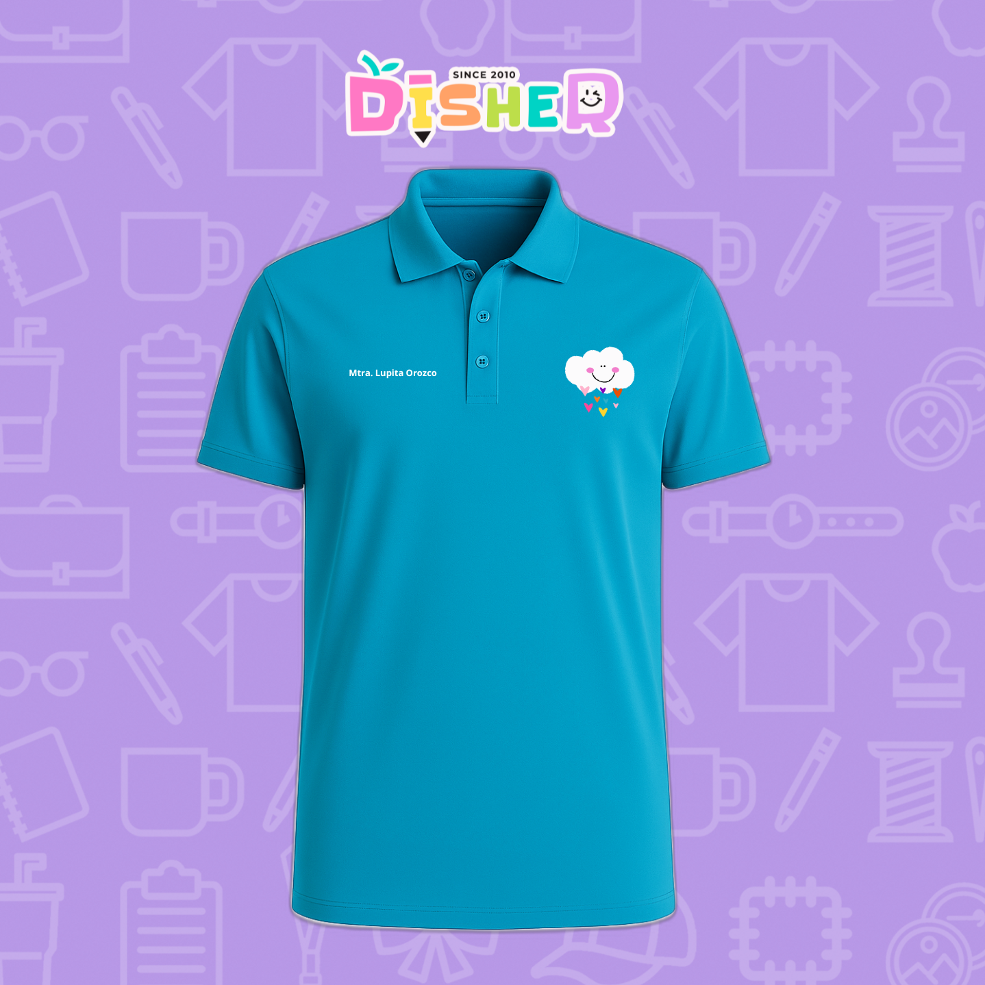 PBD-C-0022: Polo Bordada Dry Fit Caballero I Nube corazones