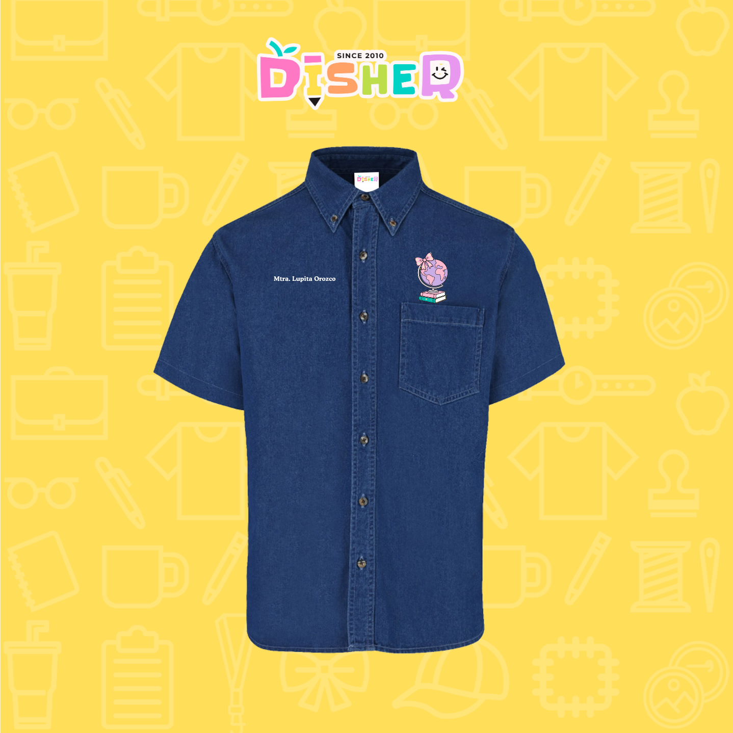 CBMC-C-047: Camisa Bordada Mezclilla Manga Corta Caballero I Mundo rosita