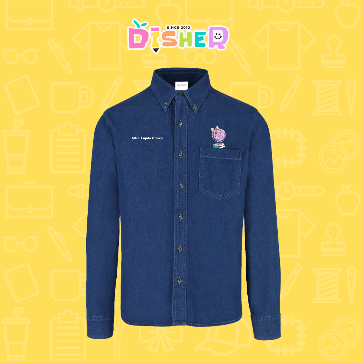 CBML-C-047: Camisa Bordada Mezclilla Manga Larga Caballero I Mundo rosita