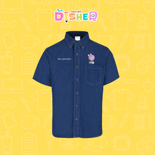 CBMC-C-047: Camisa Bordada Mezclilla Manga Corta Caballero I Mundo rosita